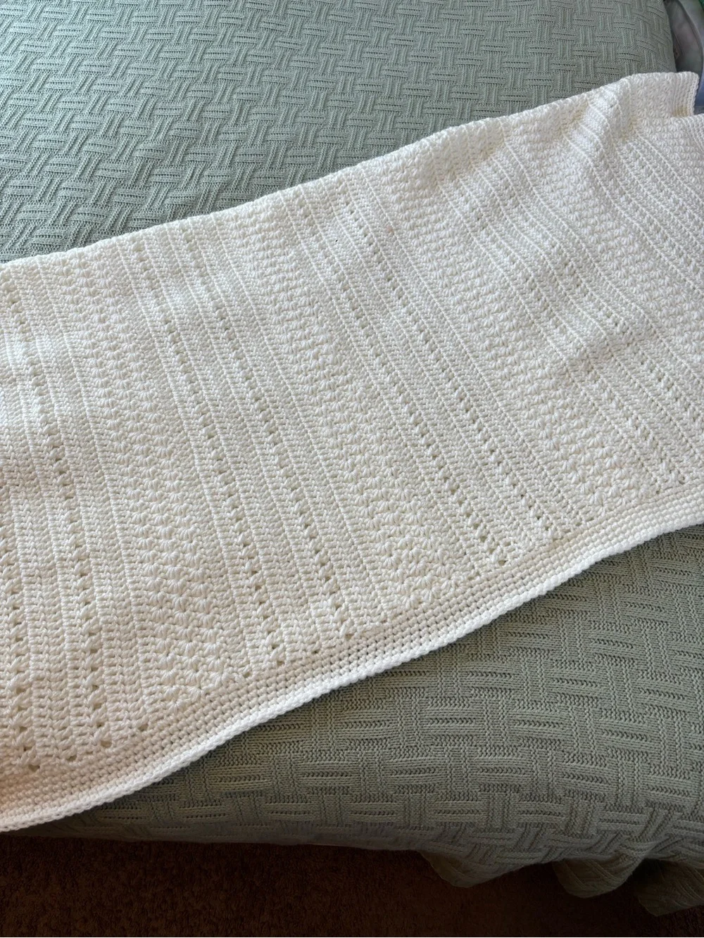 White Crochet Throw Blanket - Soft Home Bedding